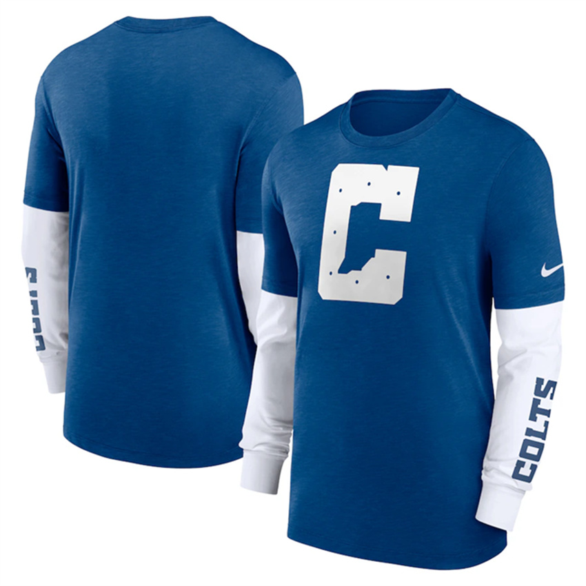 Men's Blue Indianapolis Colts Heather Slub Fashion Long Sleeve T-Shirt